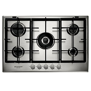 Cooktop 5 Bocas Brastemp Gourmand Inox com Duplachama e Trempe com Ferro Fundido - BDK75DR
