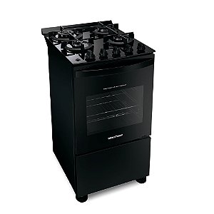 Fogão Brastemp 4 Bocas Preto com Mesa de Vidro e Dupla Chama - BFO4XAE