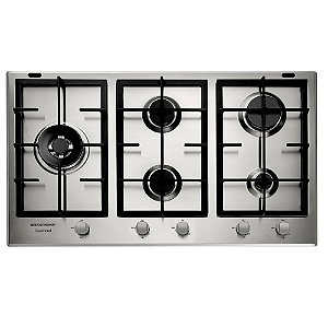 Cooktop 5 Bocas Brastemp Gourmand Inox com Duplachama e Trempe com Ferro Fundido - BDK90DR