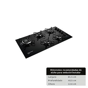 Cooktop 5 bocas Brastemp com quadrichama e timer touch - BDT85AE