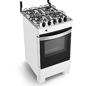 Fogão Brastemp 4 bocas Branco com botões removíveis e vidro panorâmico - BFO4NAB
