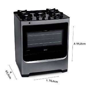 Fogão Consul 5 Bocas Cor Inox com Mesa de Vidro e Grade de Ferro Fundido - CFS5VAR