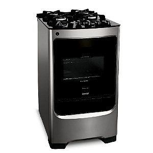 Fogão Consul 4 Bocas Cor Inox com Mesa de Vidro e Grade de Ferro Fundido - CFO4VAR