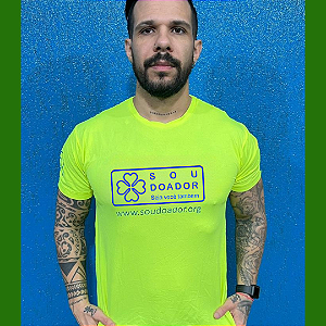 Camiseta Adulto Sou Doador Amarela Neon