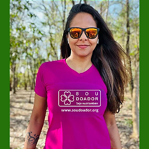 Camiseta Baby Look Sou Doador Rosa