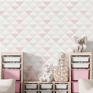 Papel de Parede Adesivo Vinil De Quarto Geometrico Tons Rosa