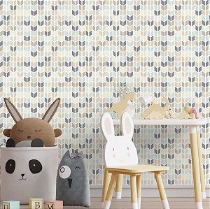 Papel de Parede Adesivo Vinil Flecha Azul Bege Setas Sala Quarto