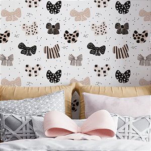 Papel de Parede Adesivo Vinil Laçinhos Rosa Menina Vintage Quarto Infantil