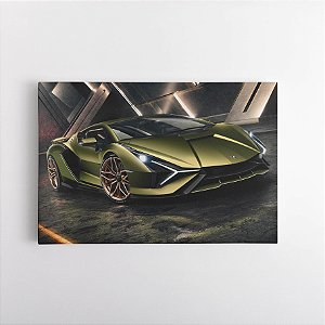 Quadro Tela Canvas Premium Super Carro Verde Lamborghini Aventador Quarto Menino Sport 75x50cm