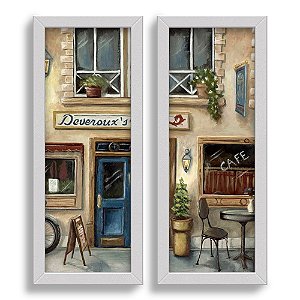 Kit 2 Quadros Lavabo Efeito Café Francês Cafeteria