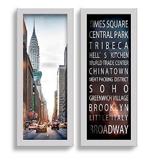 Kit 2 Quadros Lavabo Cidade Broadway Times Big Square Ben