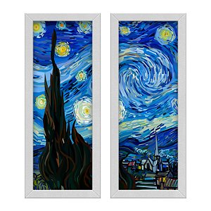 Kit 2 Quadros Lavabo Van Gogh Estrelada Noite Expressionismo