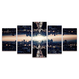 Kit Quadros Mosaico Paralelo Cidade Urbana Sala Quarto