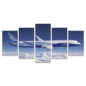 Kit Quadros Mosaico Céu Avião Sala Boeing