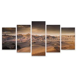 Kit Quadros Mosaico Areia Montanhas Dunas Deserto Laranja