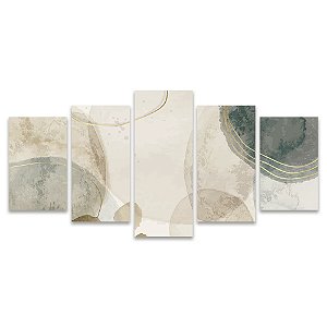Kit Quadros Mosaico Aquarela Boho Dourado Verde Terracota