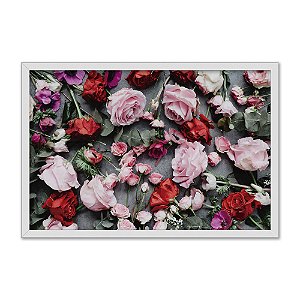 Quadro Decorativo Floral Flores Coliridas Fundo Cinza