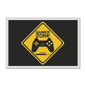 Quadro Decorativo Preto Amarelo Gamer Zone