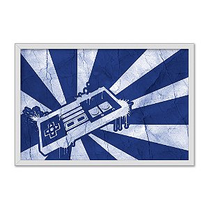 Quadro Decorativo Branco Azul Listras Controle
