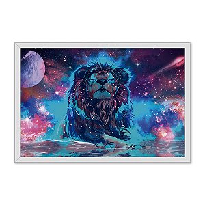 Quadro Decorativo Colorido Leão Mistico Galáxia