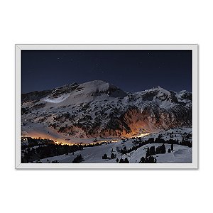 Quadro Decorativo Cabanas na Montanha Ilumnado A Noite