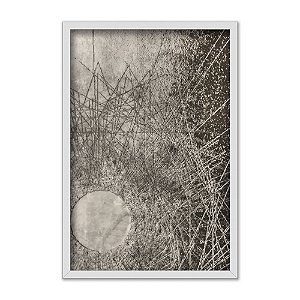 Quadro Decorativo Efeito Textura Circulo Cinza Abstrato