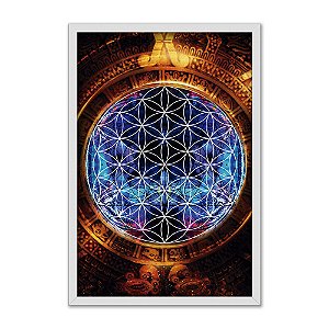 Quadro Decorativo Mandala Portal Azul Laranja
