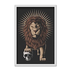 Quadro Decorativo Leão Pisando Numa Caveira