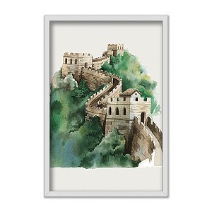 Quadro Decorativo Muralha Da China Efeito Aquarela