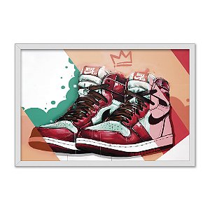 Quadro Decorativo Estilizado Tênis De Basquete Colorido