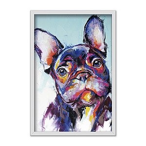 Quadro Decorativo Efeito Pintura Bulldog Alemão Colorido