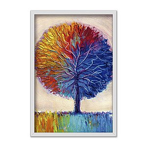 Quadro Decorativo Efeito Pintura Árvore Colorida