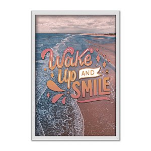 Quadro Decorativo Frase Acorde E Sorria Praia Ondas Mar