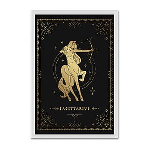 Quadro Decorativo Horóscopo Signo Sagitário Detalhes Dourados