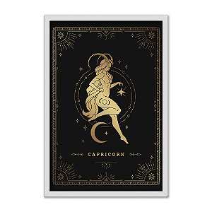 Quadro Decorativo Horóscopo Signo Capricórnio Detalhes Dourados