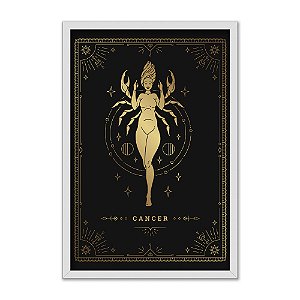 Quadro Decorativo Horóscopo Signo Câncer Detalhes Dourados