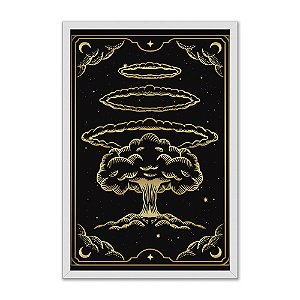Quadro Decorativo ExplosãoTarô Fundo Preto Detalhes Dourados