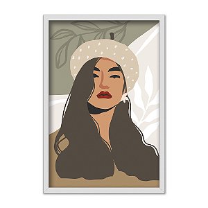 Quadro Decorativo Mulher Asiática Moderno Verde Beje