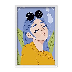 Quadro Decorativo Mulher Alternativa Cabelo Azul