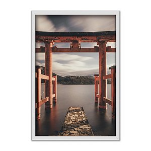 Quadro Decorativo Portão Portal Vermelho Japonês Para O Lago
