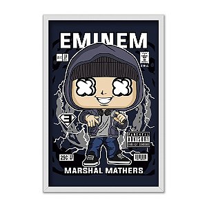 Quadro Decorativo Rapper Americano Eminem Chib Fundo Azul