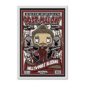 Quadro Decorativo Trap Post Malone Chibi Fundo Vermelho