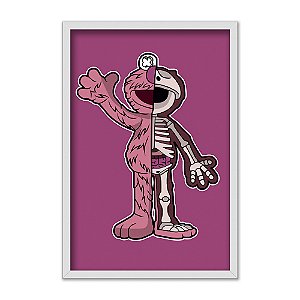 Quadro Decorativo Vila Sésamo Elmo Chibi Fundo Rosa