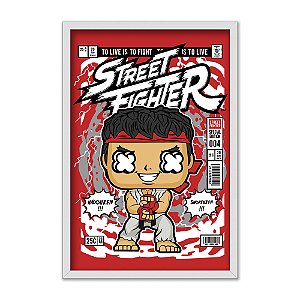 Quadro Decorativo Jogo de Luta Ryu Street Fundo Vermelho