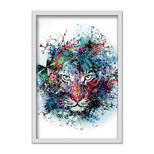 Quadro Decorativo Colorido Leoa Borboleta Abstrato