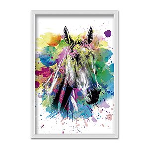 Quadro Decorativo Efeito Tinta Splash Cavalo Colorido