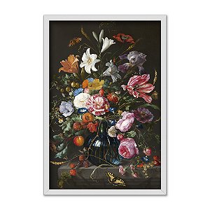 Quadro Decorativo Vaso de Flores Efeito Pintura Clássica