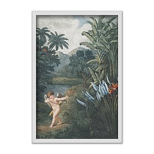 Quadro Decorativo Efeito Pintura Cupido Floresta