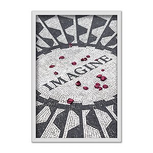 Quadro Decorativo Chão Ladrilho Com Pétalas Frase Imagine