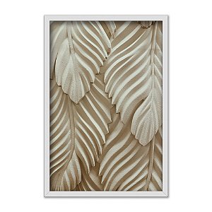 Quadro Decorativo Planta Folhas Estética Bege Efeito 3D